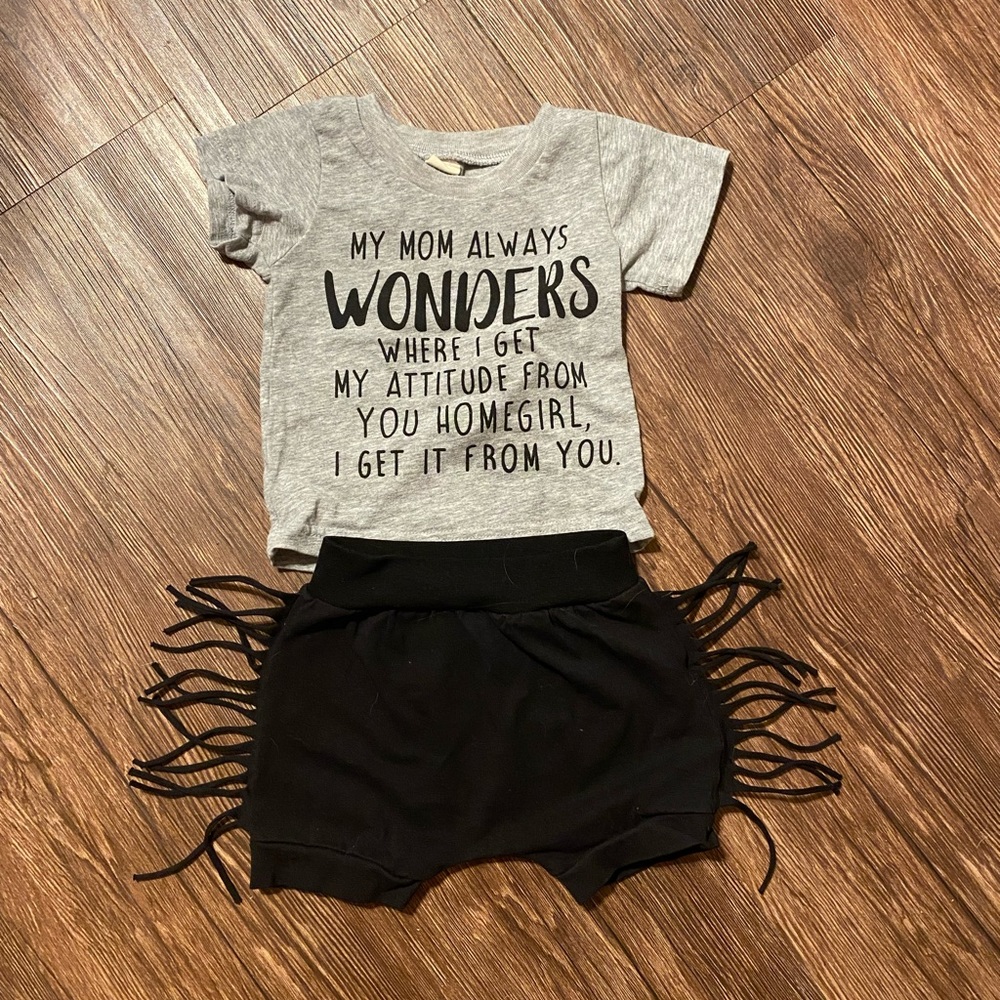 Shirt and shorts with fringe set.